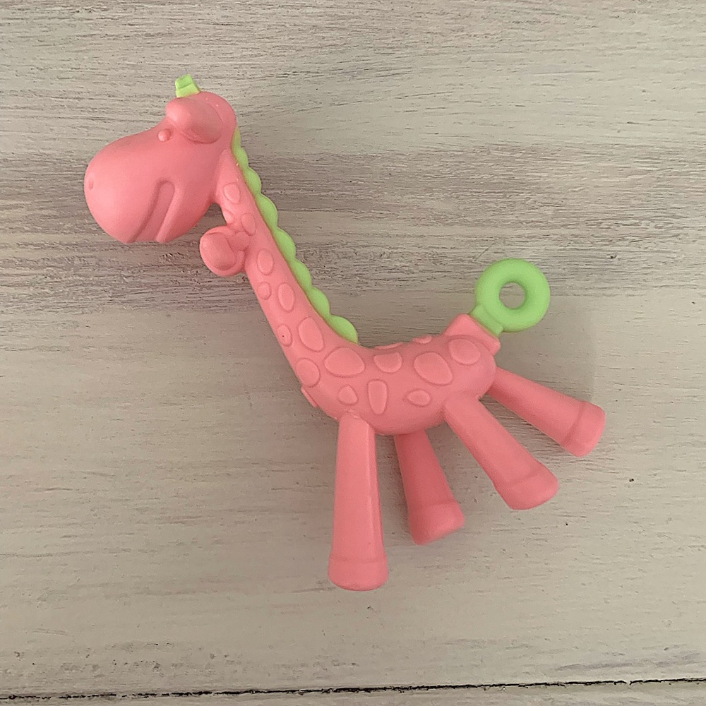 New! Cute Baby Giraffe Teether Pink Neon Green🦒